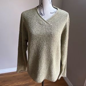 Columbia Rolled V-Neck long sleeve Nubby boucle Kn